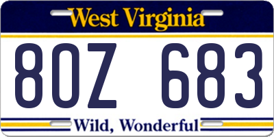 WV license plate 8OZ683