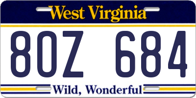 WV license plate 8OZ684