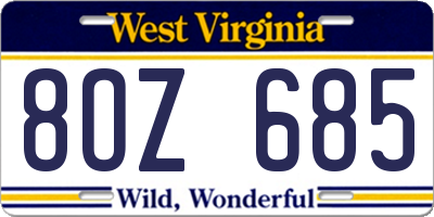 WV license plate 8OZ685