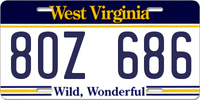 WV license plate 8OZ686