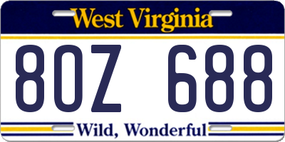 WV license plate 8OZ688