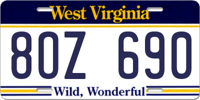 WV license plate 8OZ690