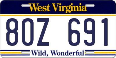 WV license plate 8OZ691