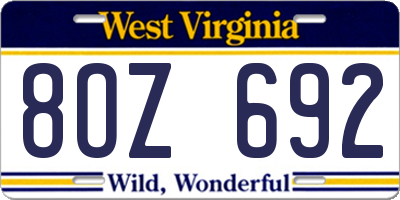 WV license plate 8OZ692