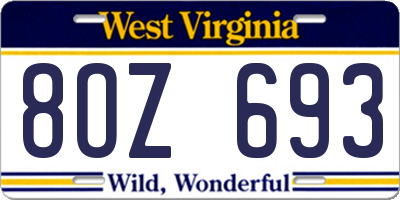 WV license plate 8OZ693