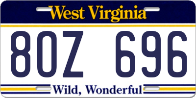 WV license plate 8OZ696