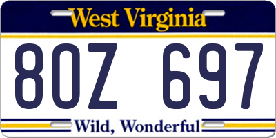 WV license plate 8OZ697