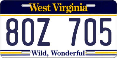 WV license plate 8OZ705