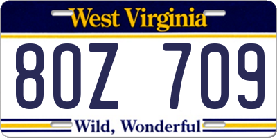 WV license plate 8OZ709