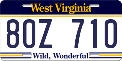 WV license plate 8OZ710