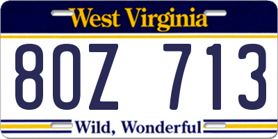 WV license plate 8OZ713