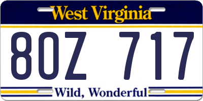 WV license plate 8OZ717