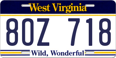 WV license plate 8OZ718