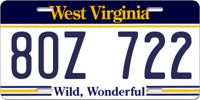 WV license plate 8OZ722