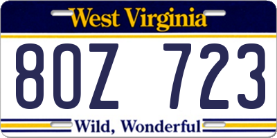 WV license plate 8OZ723