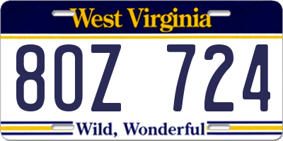 WV license plate 8OZ724