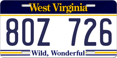 WV license plate 8OZ726