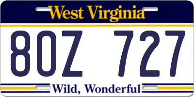 WV license plate 8OZ727