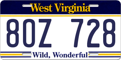 WV license plate 8OZ728