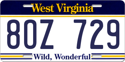 WV license plate 8OZ729