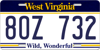 WV license plate 8OZ732