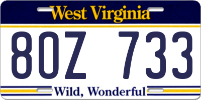 WV license plate 8OZ733