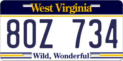 WV license plate 8OZ734