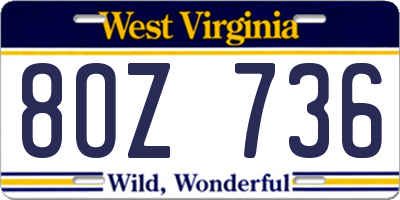 WV license plate 8OZ736