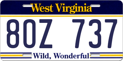 WV license plate 8OZ737