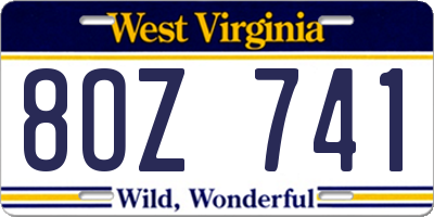 WV license plate 8OZ741
