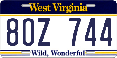 WV license plate 8OZ744