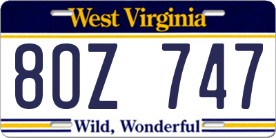 WV license plate 8OZ747