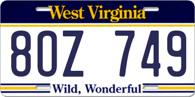WV license plate 8OZ749
