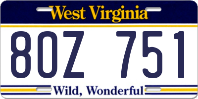 WV license plate 8OZ751