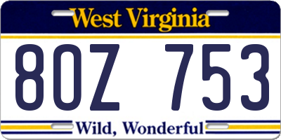 WV license plate 8OZ753