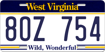 WV license plate 8OZ754