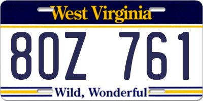 WV license plate 8OZ761