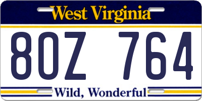 WV license plate 8OZ764