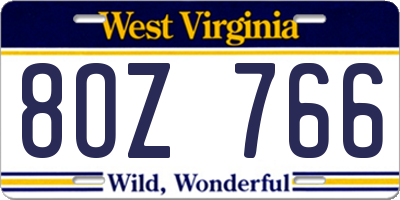 WV license plate 8OZ766