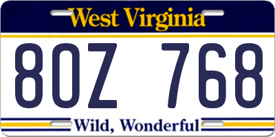 WV license plate 8OZ768