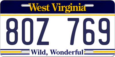WV license plate 8OZ769