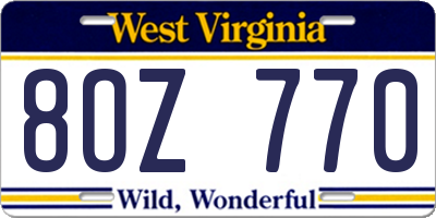 WV license plate 8OZ770
