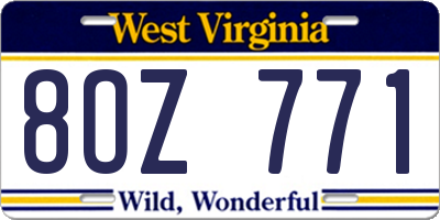 WV license plate 8OZ771