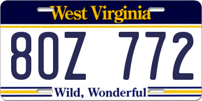 WV license plate 8OZ772