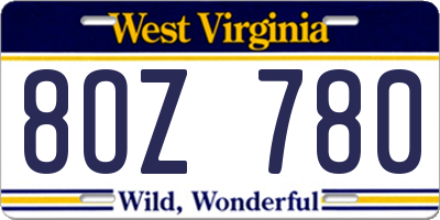 WV license plate 8OZ780