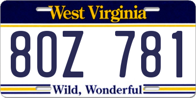 WV license plate 8OZ781