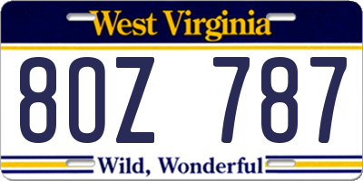 WV license plate 8OZ787