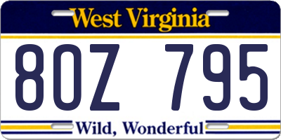 WV license plate 8OZ795