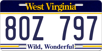 WV license plate 8OZ797