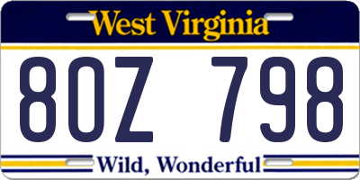 WV license plate 8OZ798